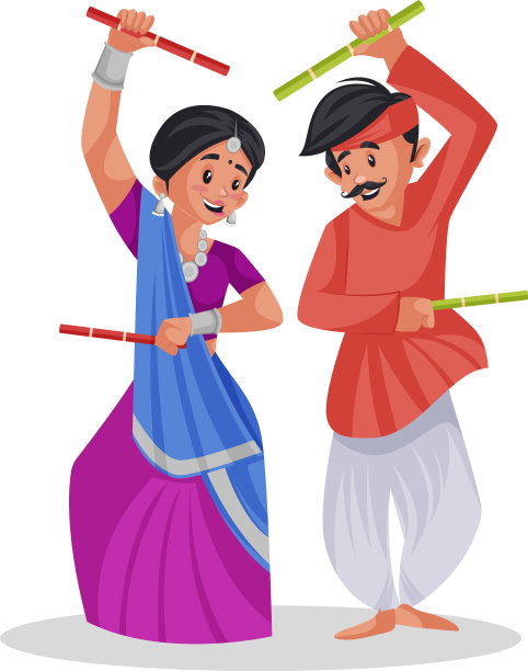 印度古吉拉特女人的卡通图片下载