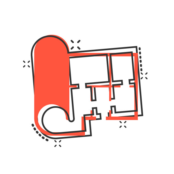 房间计划图标在漫画风格蓝图卡通图片下载