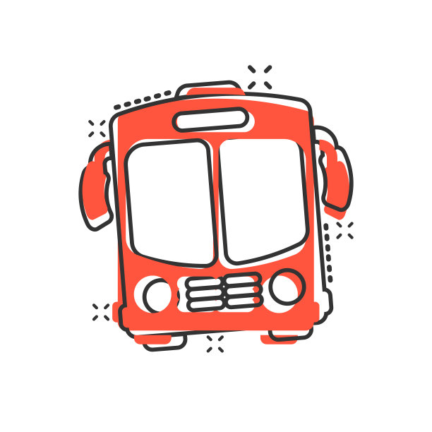 巴士图标在漫画风格的长途汽车卡通上图片下载