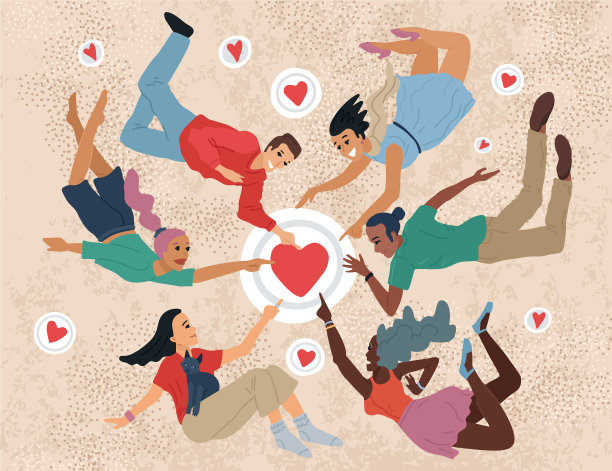 人们按“喜欢”按钮来进行社交活动图片下载