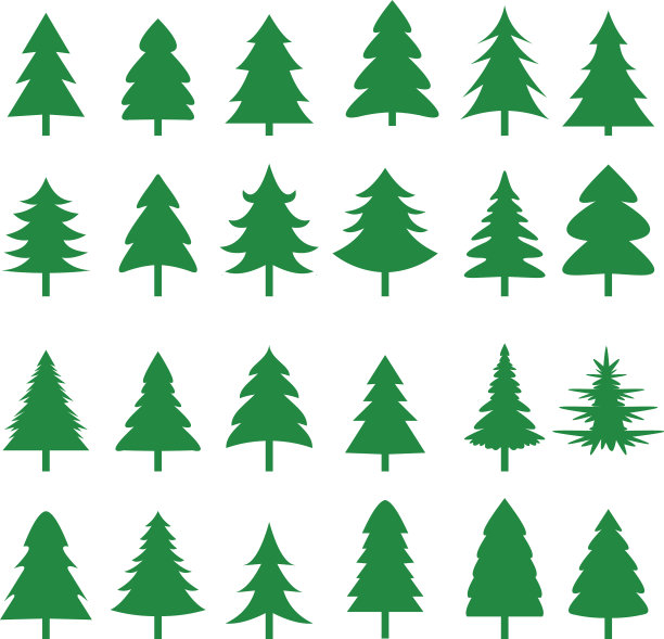 设置不同的冷杉树圣诞收藏图片下载