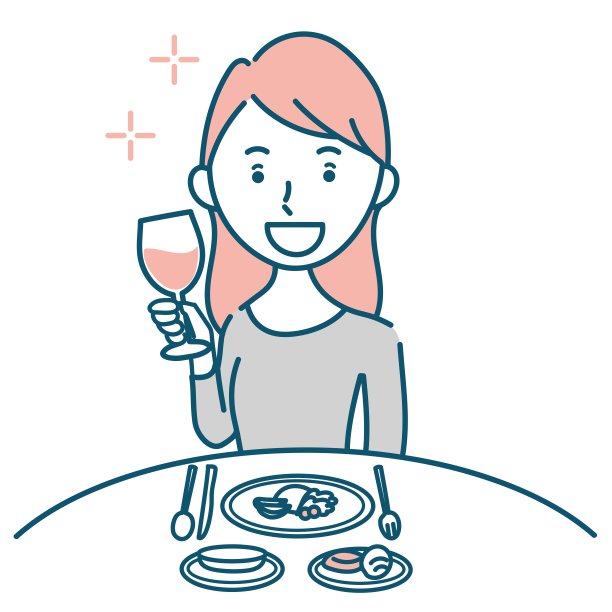 矢量插图材料的一个成年妇女在一个西装敬酒和吃图片下载