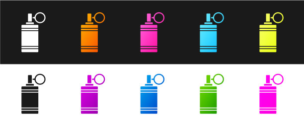 设置手榴弹的图标隔离在黑色和白色图片下载