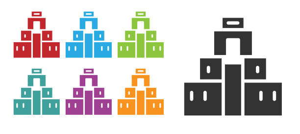 黑色chichen itza在玛雅图标孤立在白色图片下载