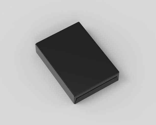 空白黑色食品纸板箱模型模板上孤立的白色背景，准备设计展示，3d插图图片下载
