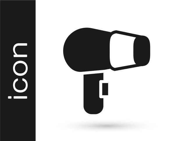 黑色电吹风图标孤立在白色背景图片下载