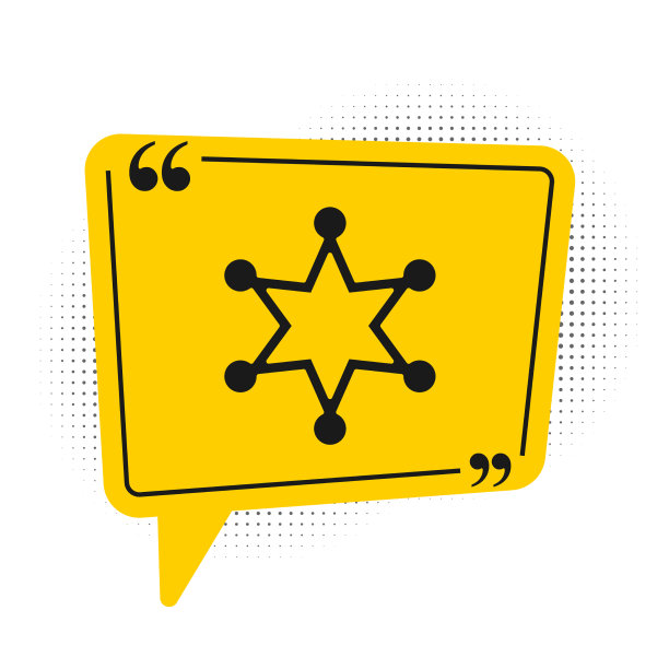 黑六边形治安官图标孤立于白色图片下载