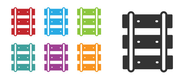 黑色铁路铁路轨道图标孤立图片下载