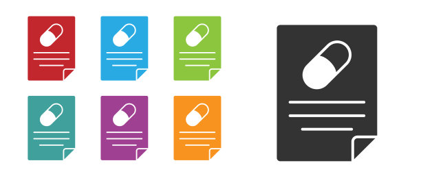 黑色医疗处方图标孤立在白色上图片下载