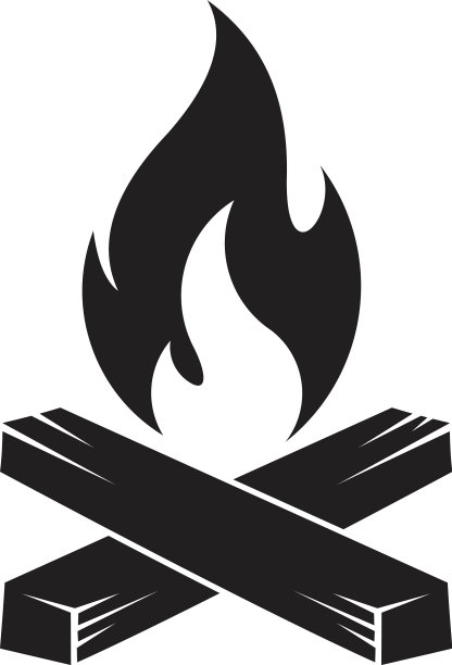 营地火图标露营剪辑艺术孤立的白色图片下载