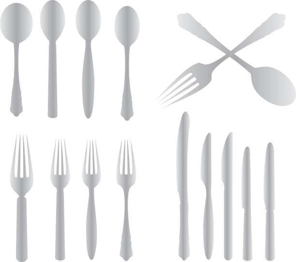 勺子，叉，刀和筷子-餐具图标图片下载