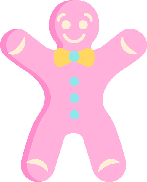粉色姜饼人的平面抽象元素图片下载