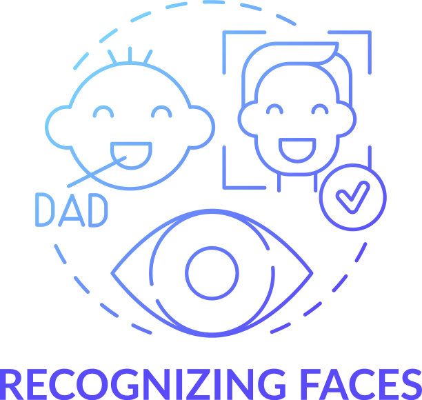 识别脸部蓝色渐变概念图标图片下载