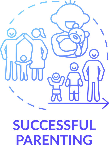 成功养育蓝色渐变概念图标图片下载