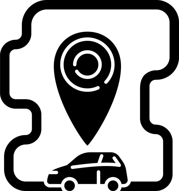 往返汽车共享黑色字形图标图片下载