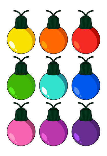 圣诞灯泡设置孤立在白色图片下载