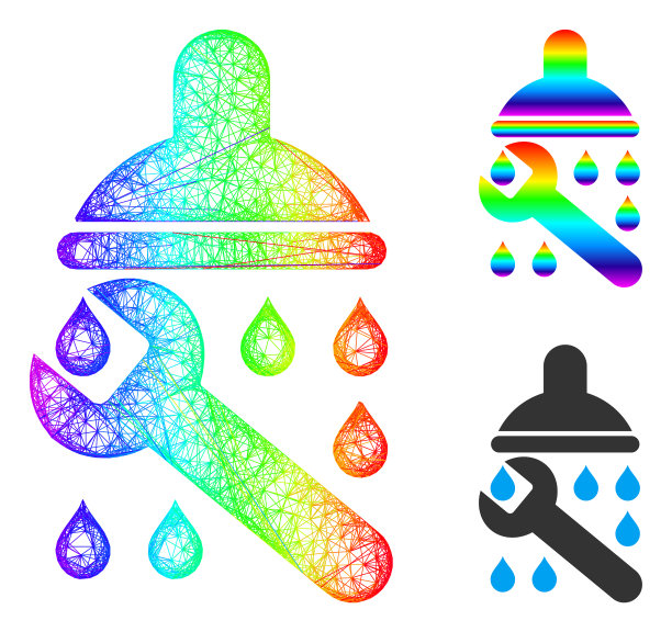 光谱网络梯度淋浴管道图标图片下载