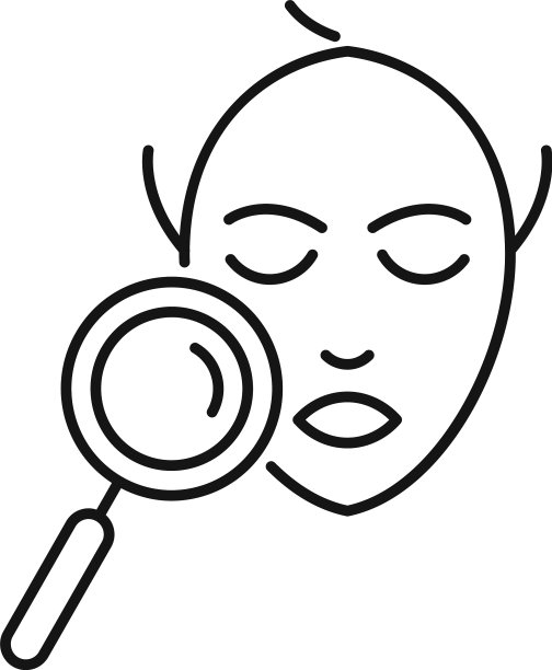 放大镜面部护理图标轮廓风格图片下载