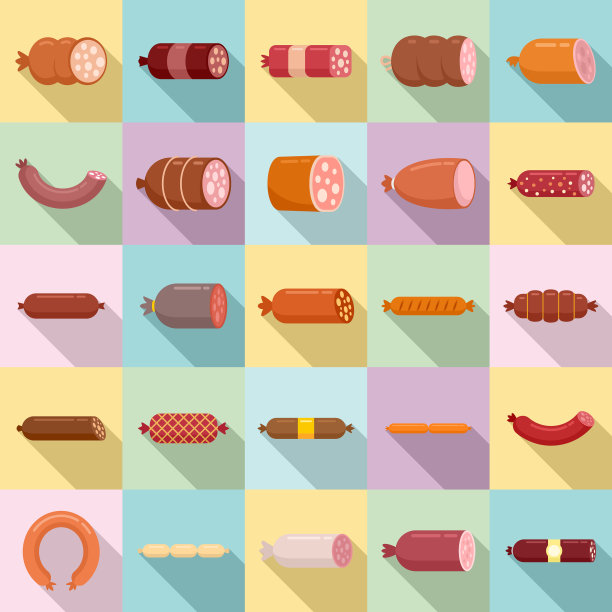 香肠图标设置平面风格图片下载