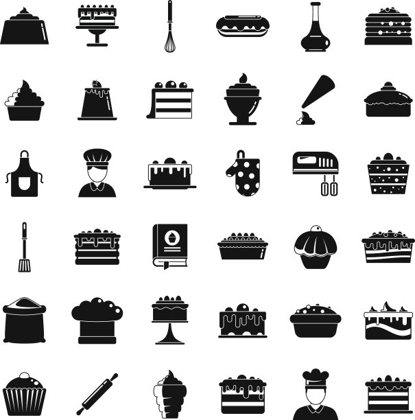 糕点师图标设置简单的风格图片下载