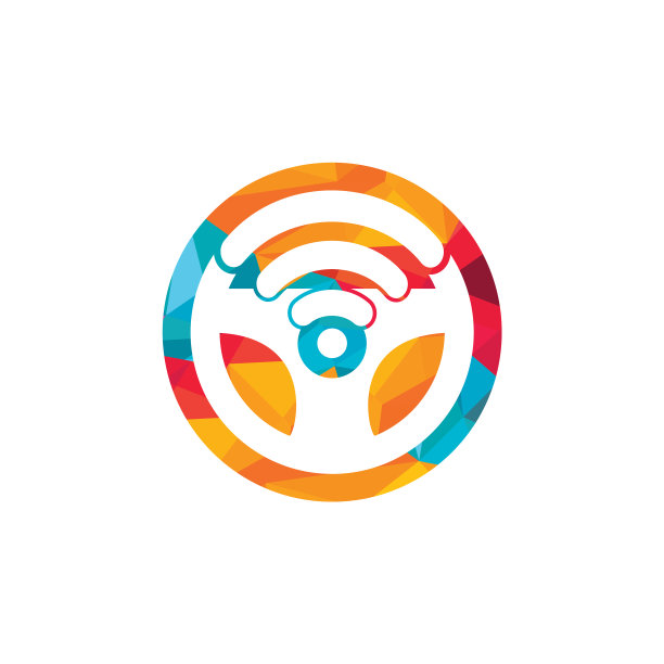 方向盘和wi-fi信号图标标志设计图片下载