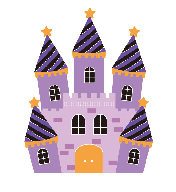 一个可爱的紫色万圣节城堡的插图图片下载