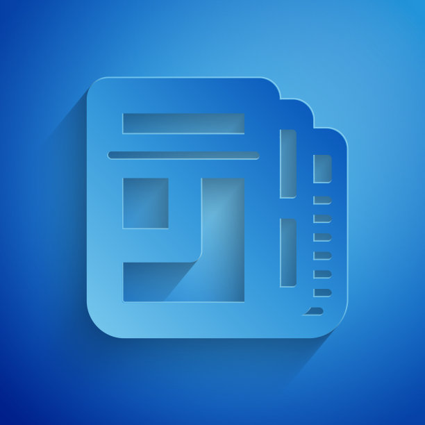 剪纸股市新闻图标孤立在蓝色图片下载