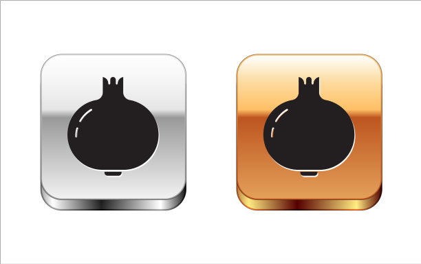 黑色石榴图标孤立在白色图片下载