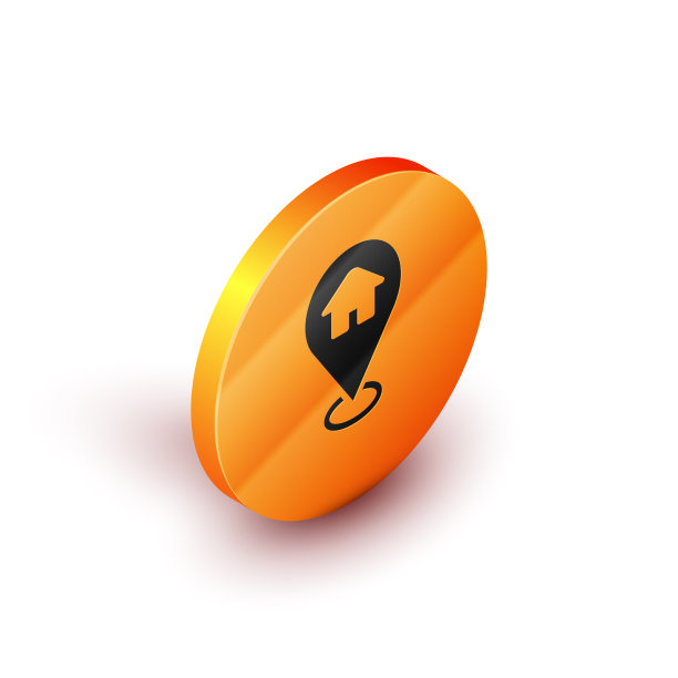 等角地图指针与房子图标隔离图片下载