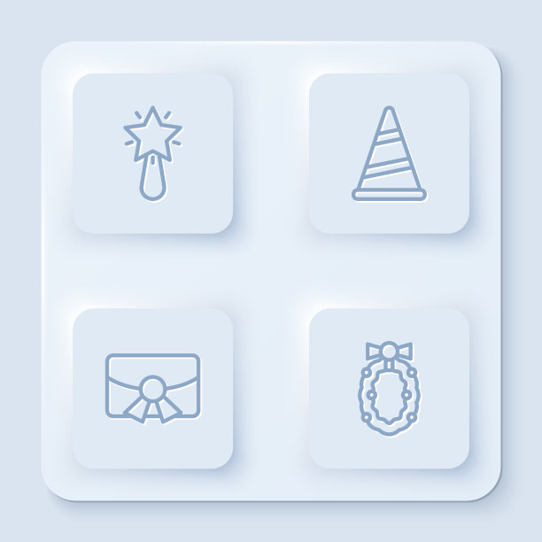 Set line圣诞明星派对帽明信片和图片下载