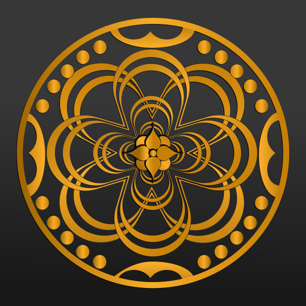 金色抽象曼达尔装饰图案的背景，邀请，卡片，优质模板。图片下载
