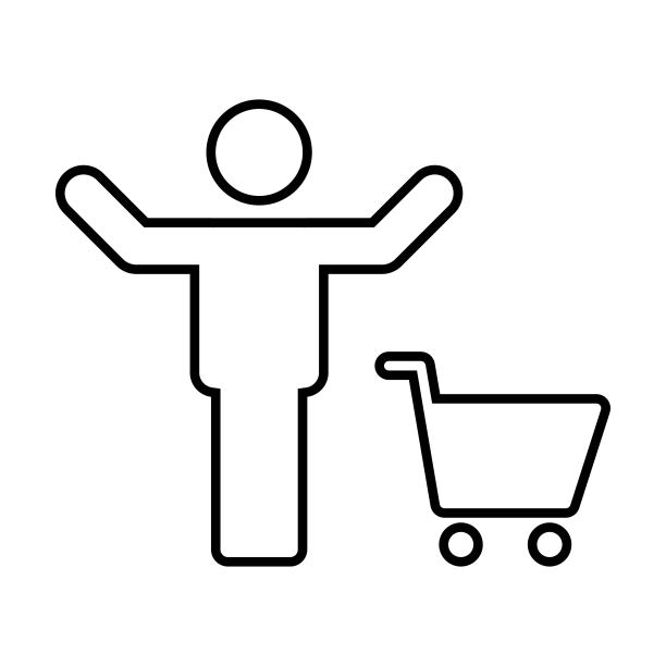 购物车图标向量男性轮廓符号在一个平面的颜色字形象形图图片下载