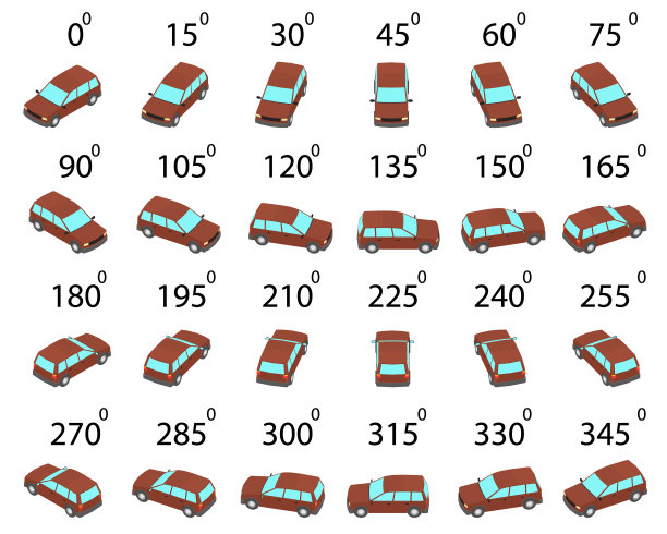 一组24辆不同角度的旅行车。图片下载