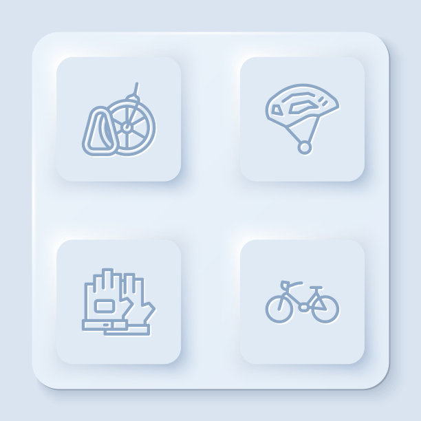 设线自行车停车头盔和手套图片下载