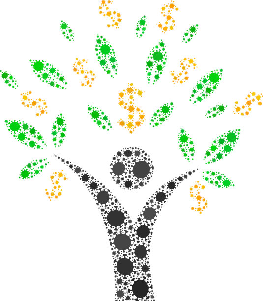 钱树人冠状病毒拼贴图标图片下载