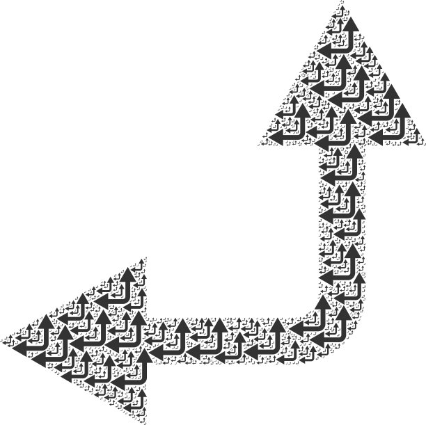 分岔箭头左向上构成分形图片下载