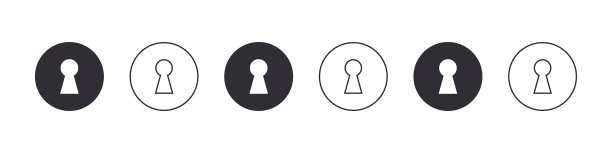 锁孔图标平面设计和线性设计锁图片下载