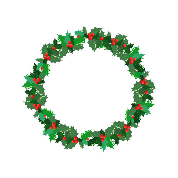 圣诞装饰花环由冬青树叶制成图片下载