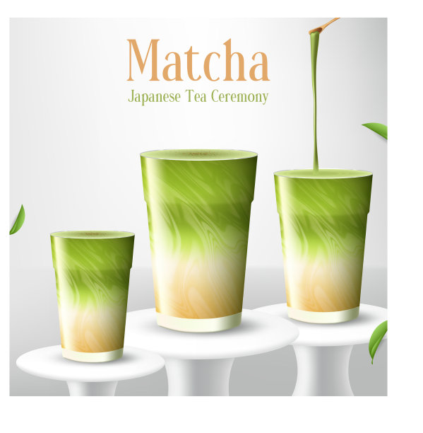 绿茶抹茶拿铁杯配copyspace配图片下载