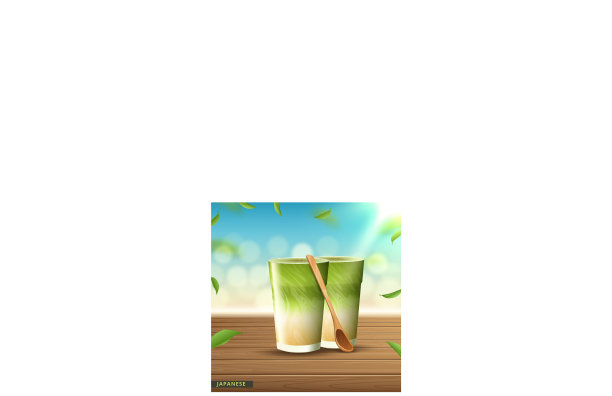 加抹茶和牛奶的冰绿茶拿铁图片下载