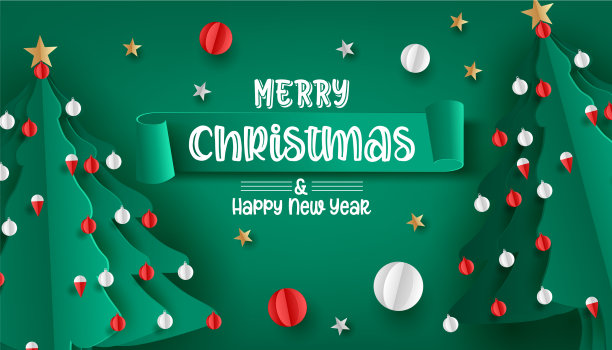 圣诞快乐，纸张艺术，新年快乐图片下载