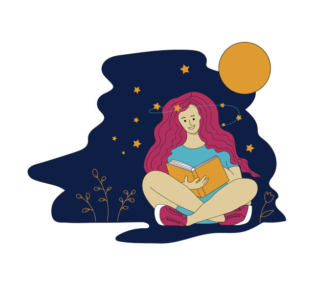 年轻女孩坐在地上看书图片下载