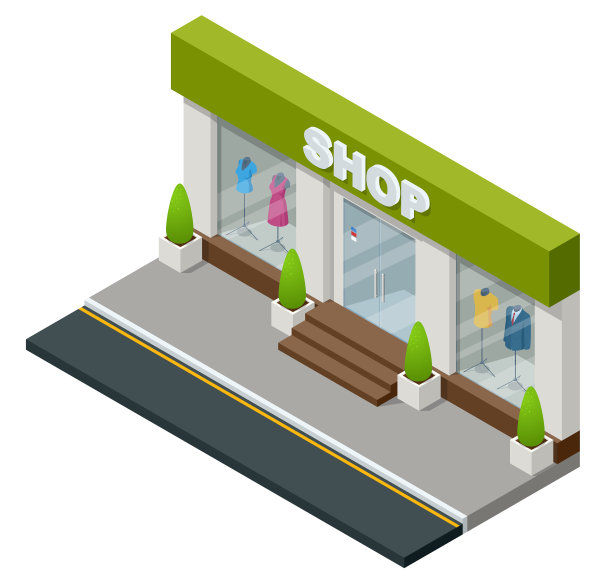 等距精品窗口与穿着的人体模型图片下载