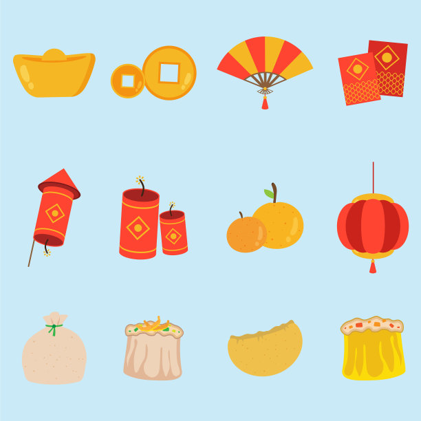 各种中国新年图标集图片下载