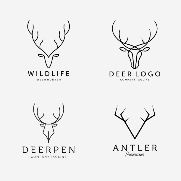 设线艺术猎鹿标志图标设计简单图片下载