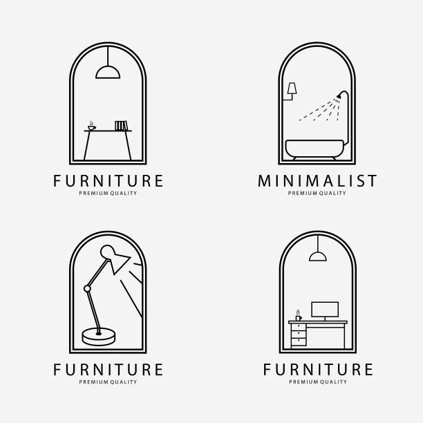 集家具极简logo设计线条艺术图片下载