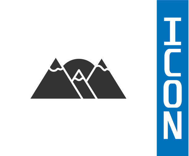 灰色山脉图标孤立的白色背景图片下载