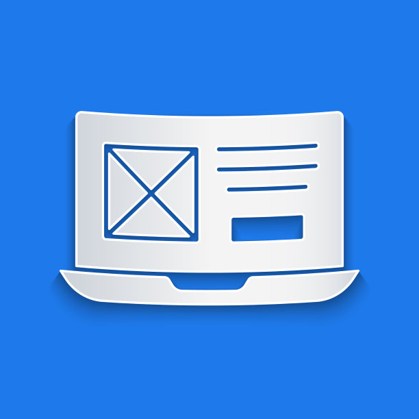 剪纸用户界面或用户体验设计图标孤立在蓝色图片下载