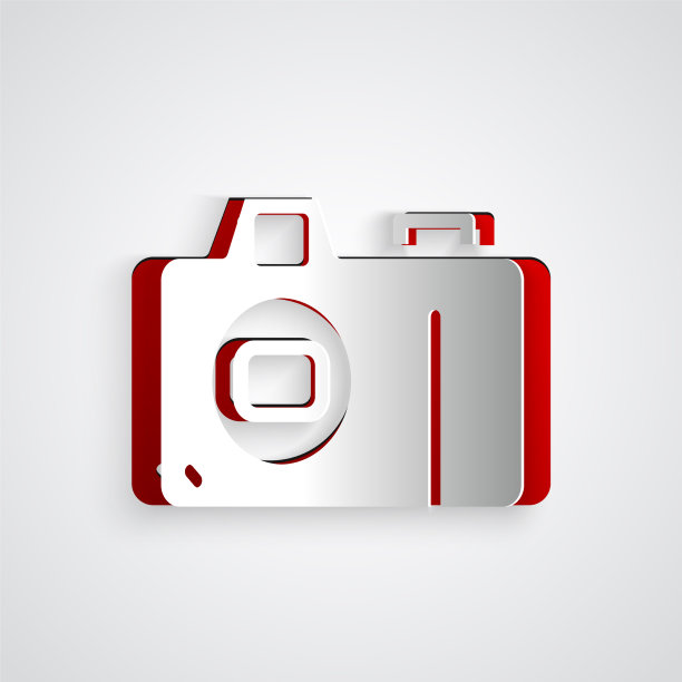 剪纸照片相机图标孤立在灰色图片下载