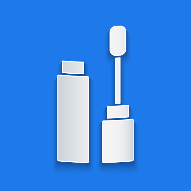 剪纸睫毛膏刷图标孤立在蓝色图片下载